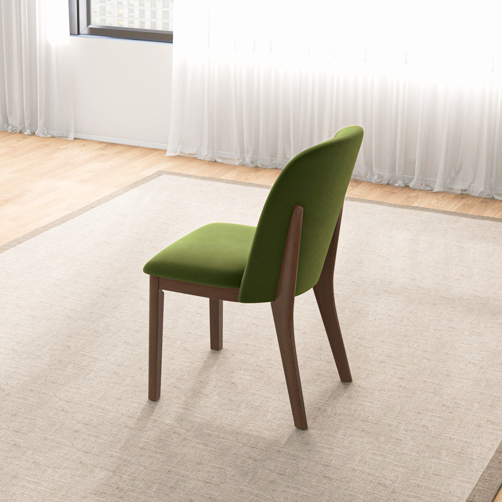 Comfort Dining Chair Set of 2 with Solid Wood Legs - Beige, Orange, Blue, Green