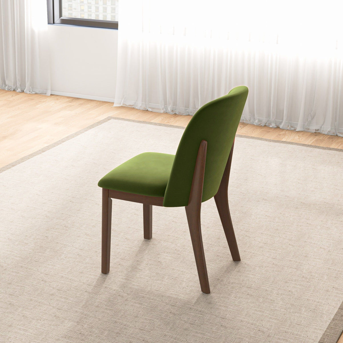 Comfort Dining Chair Set of 2 with Solid Wood Legs - Beige, Orange, Blue, Green
