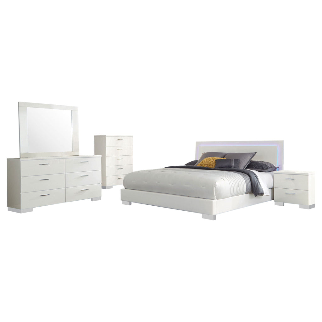 Felicity 5-piece California King Bedroom Set White Gloss