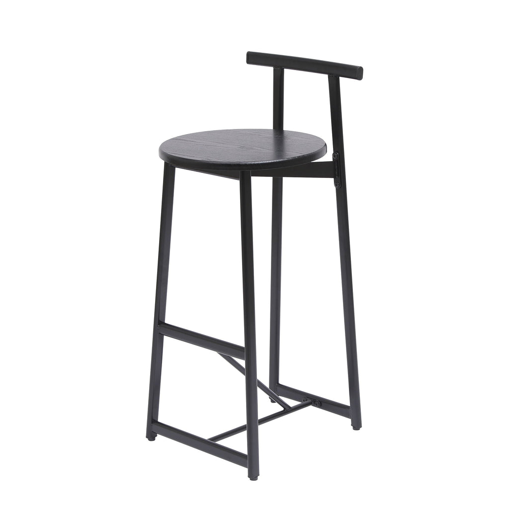 Modern Bar Stools with Backrest for Kitchen – Set of 3 – White or Black