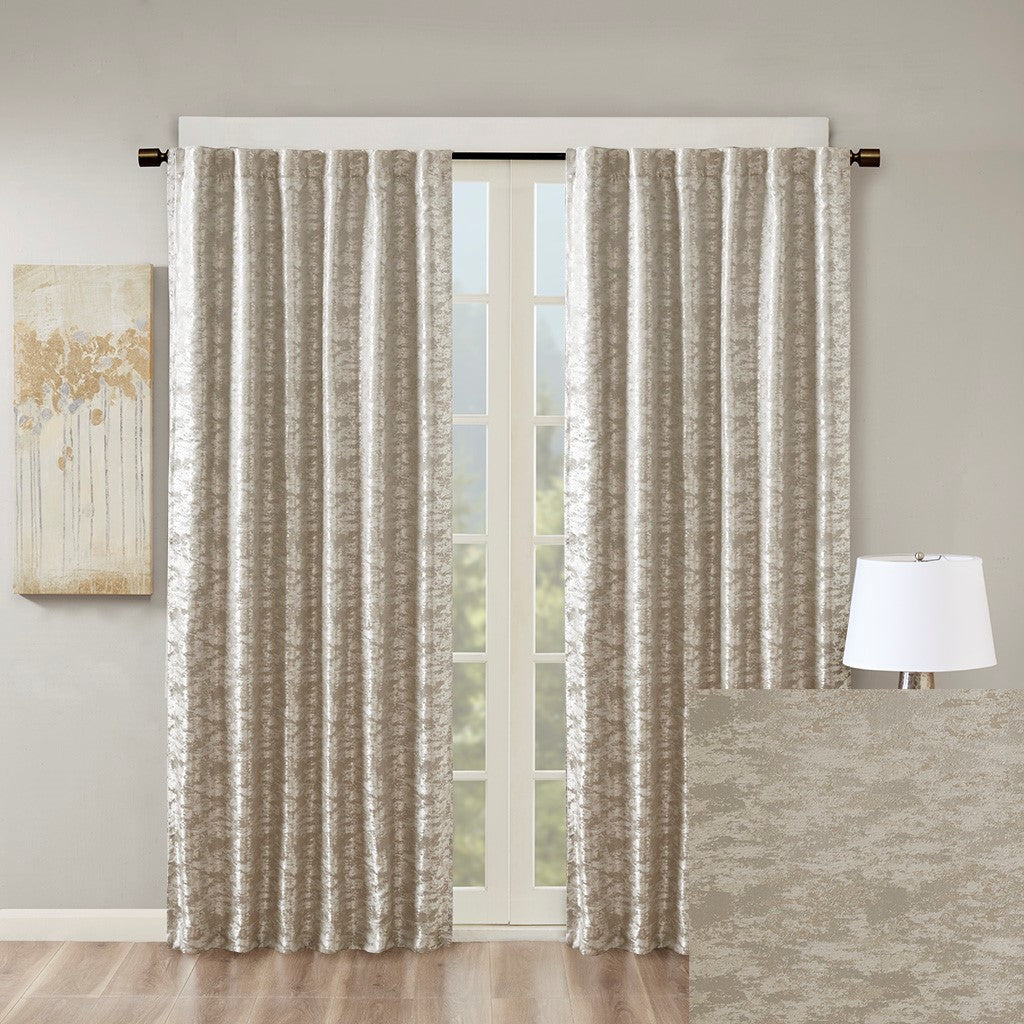 Jacquard Lined Total Blackout Curtain Panel with Rod Pocket – Grey/Silver