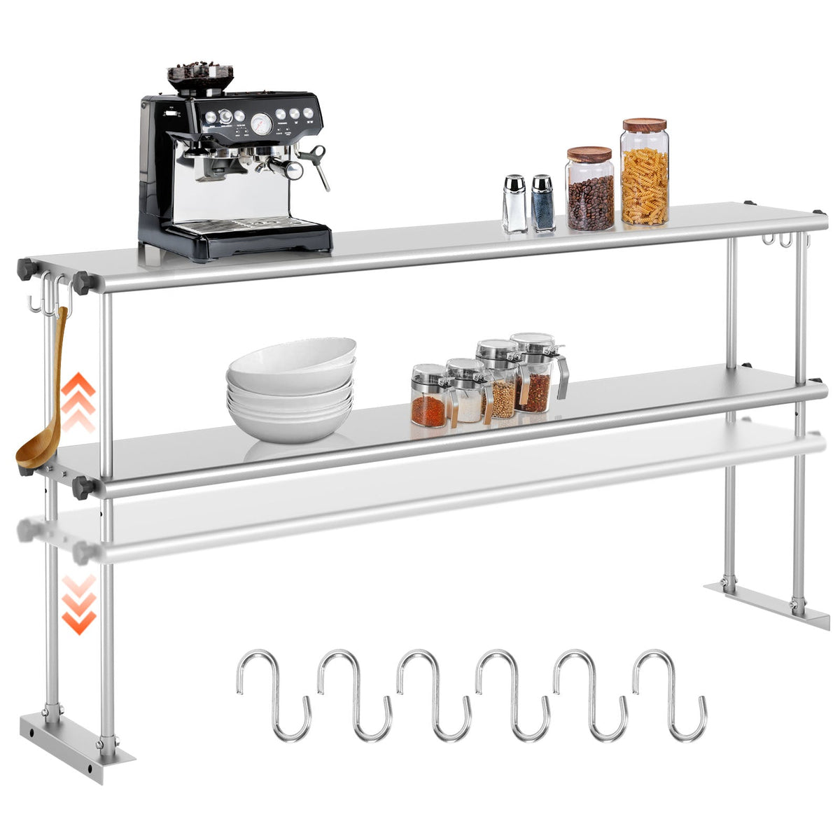 Stainless Steel Adjustable Kitchen Shelf with Adjustable Design - 60 Inch