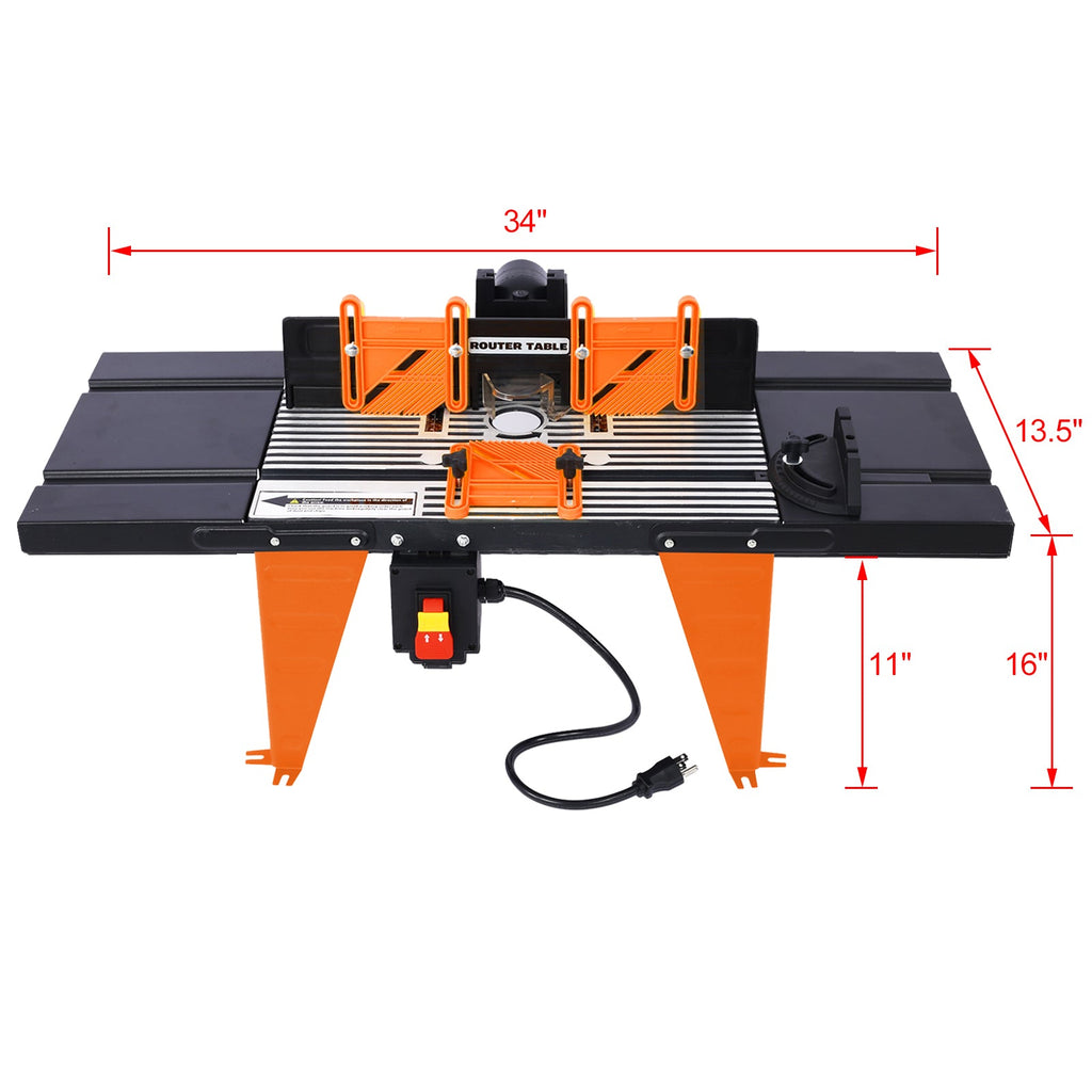 Electric Benchtop Router Table with Aluminum Alloy Construction - Black+Orange