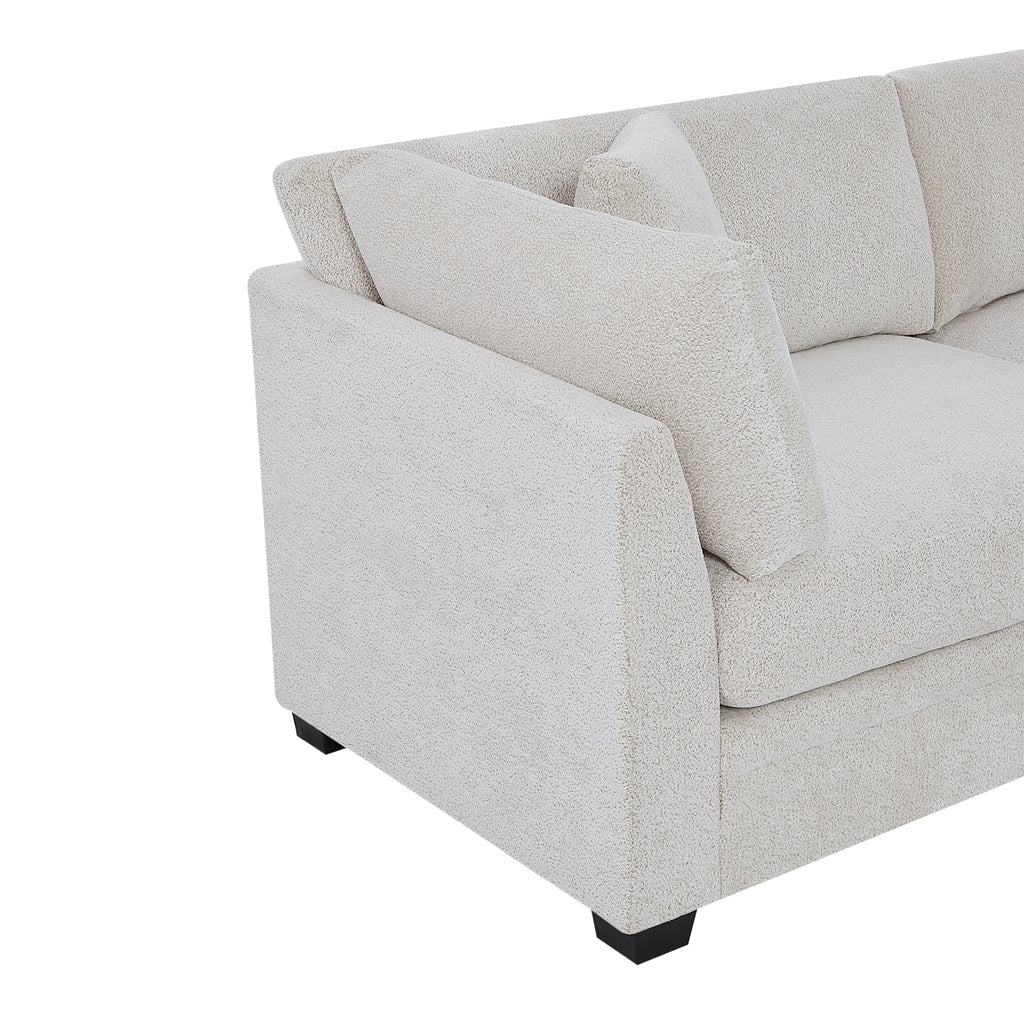Beige Modern Flared Arms Sofa with High-Density Cushions - 83.5" Wide