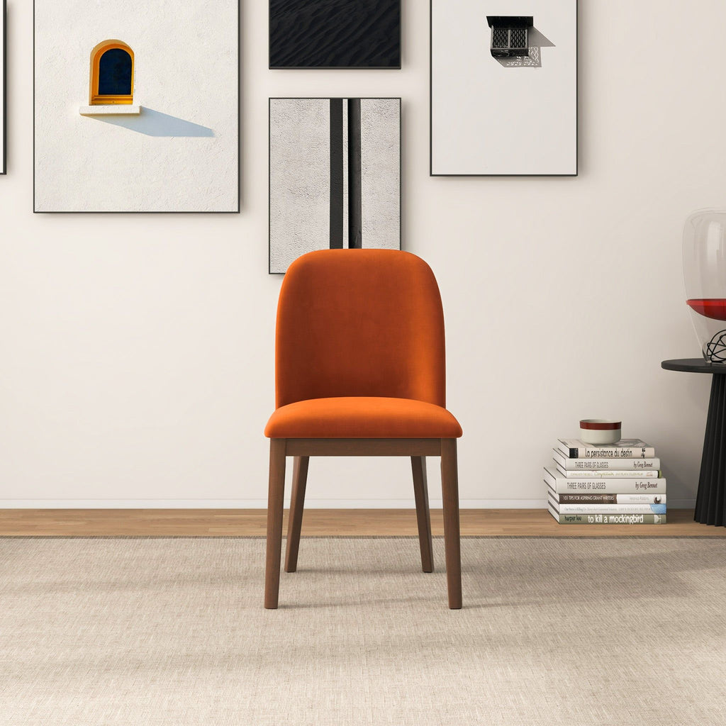 Comfort Dining Chair Set of 2 with Solid Wood Legs - Beige, Orange, Blue, Green