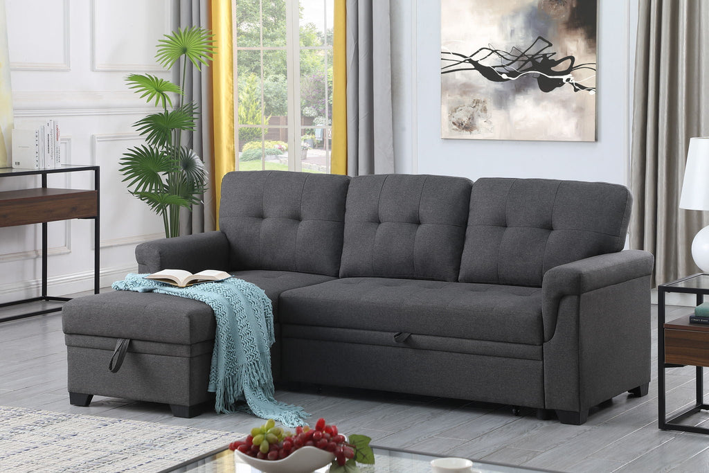 Lucca Reversible Sleeper Sectional Sofa With Storage Chaise