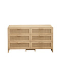 Modern Arc Shaped Rattan Accent Cabinet with 6 Drawers - Light Brown