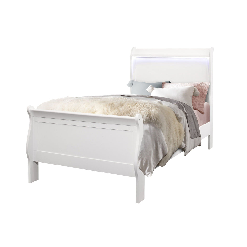 Charlston Sleigh Bed with LED Lighting - Blue or White