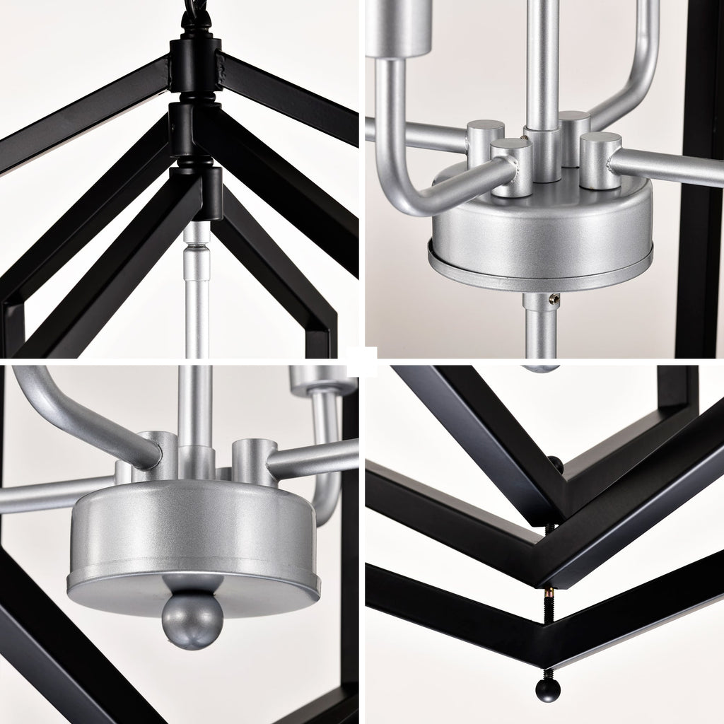 12-Light Farmhouse Kitchen Chandelier with Matte Finish - Metal