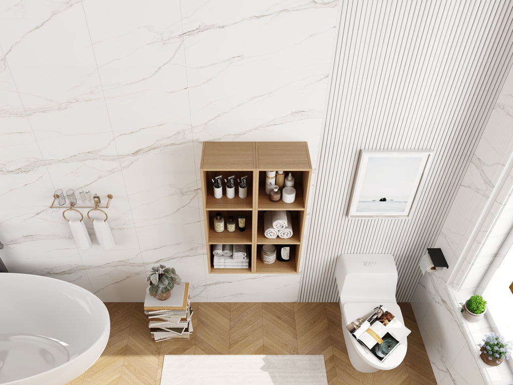 24 Inch Wall Mounted Storage Shelves with Plywood Construction - Oak