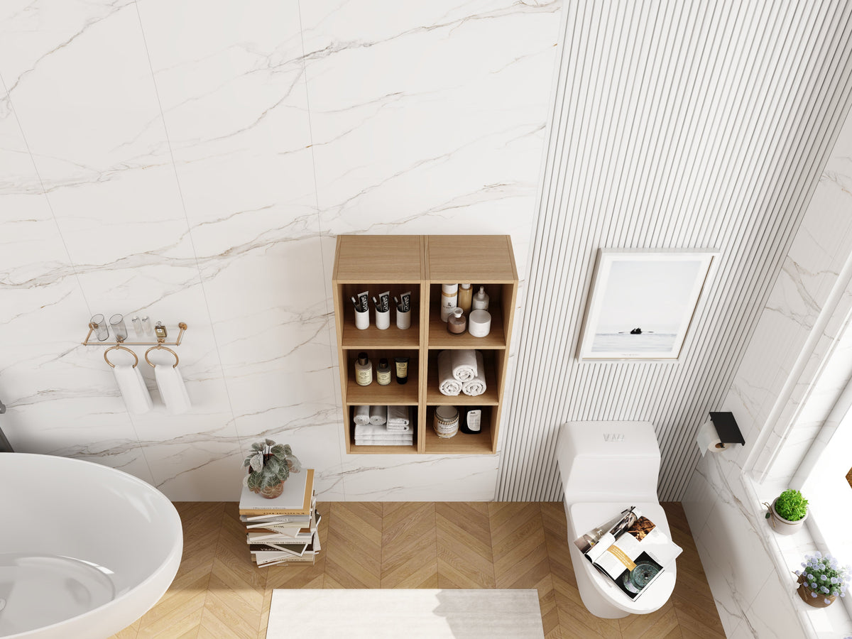 24 Inch Wall Mounted Storage Shelves with Plywood Construction - Oak