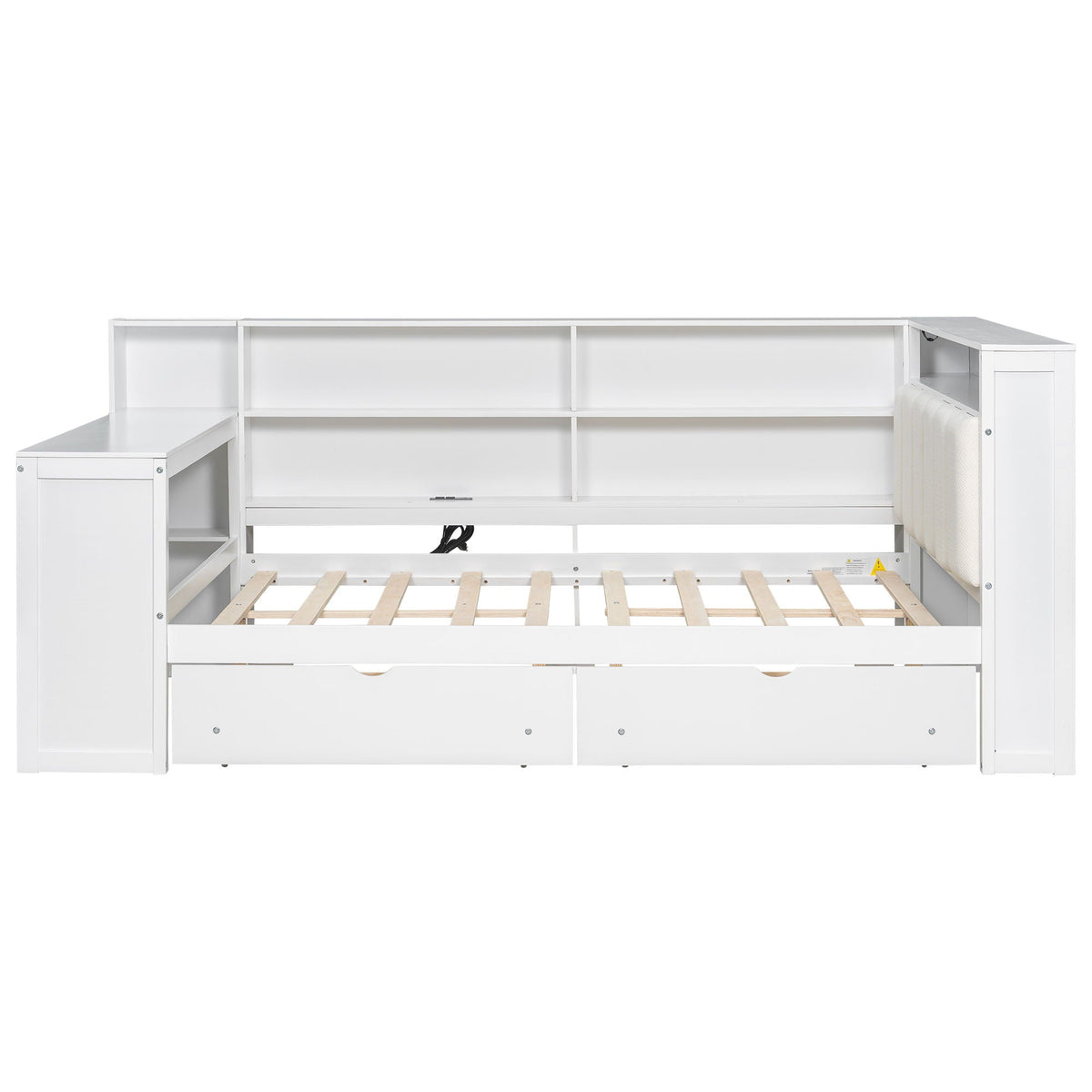 Platform Storage Bed with Shelves, Desk, Charging Station & LED - Full Size