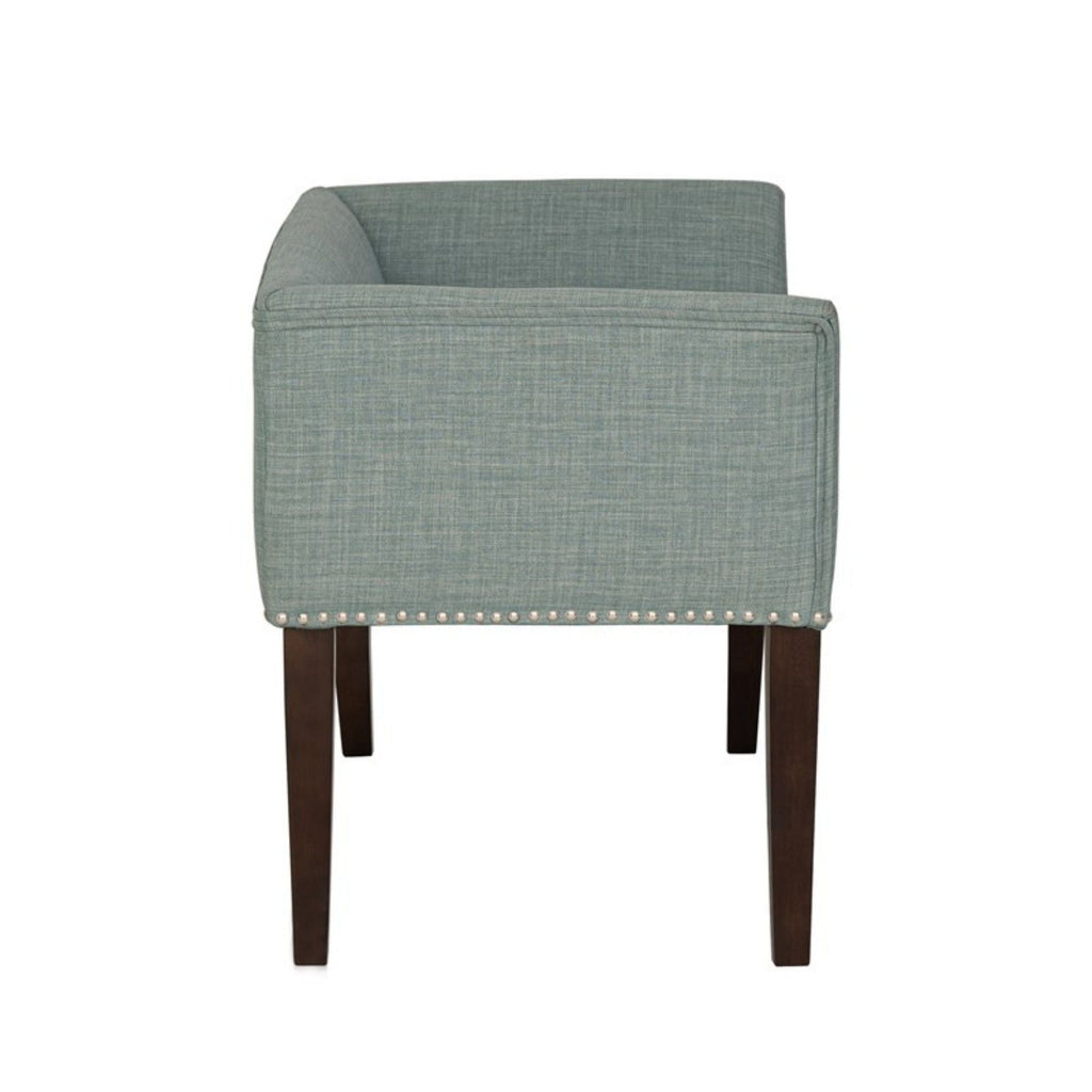 Welburn Upholstered Bench with Low Back and Flared Arms - Blue, Light Blue, or Beige