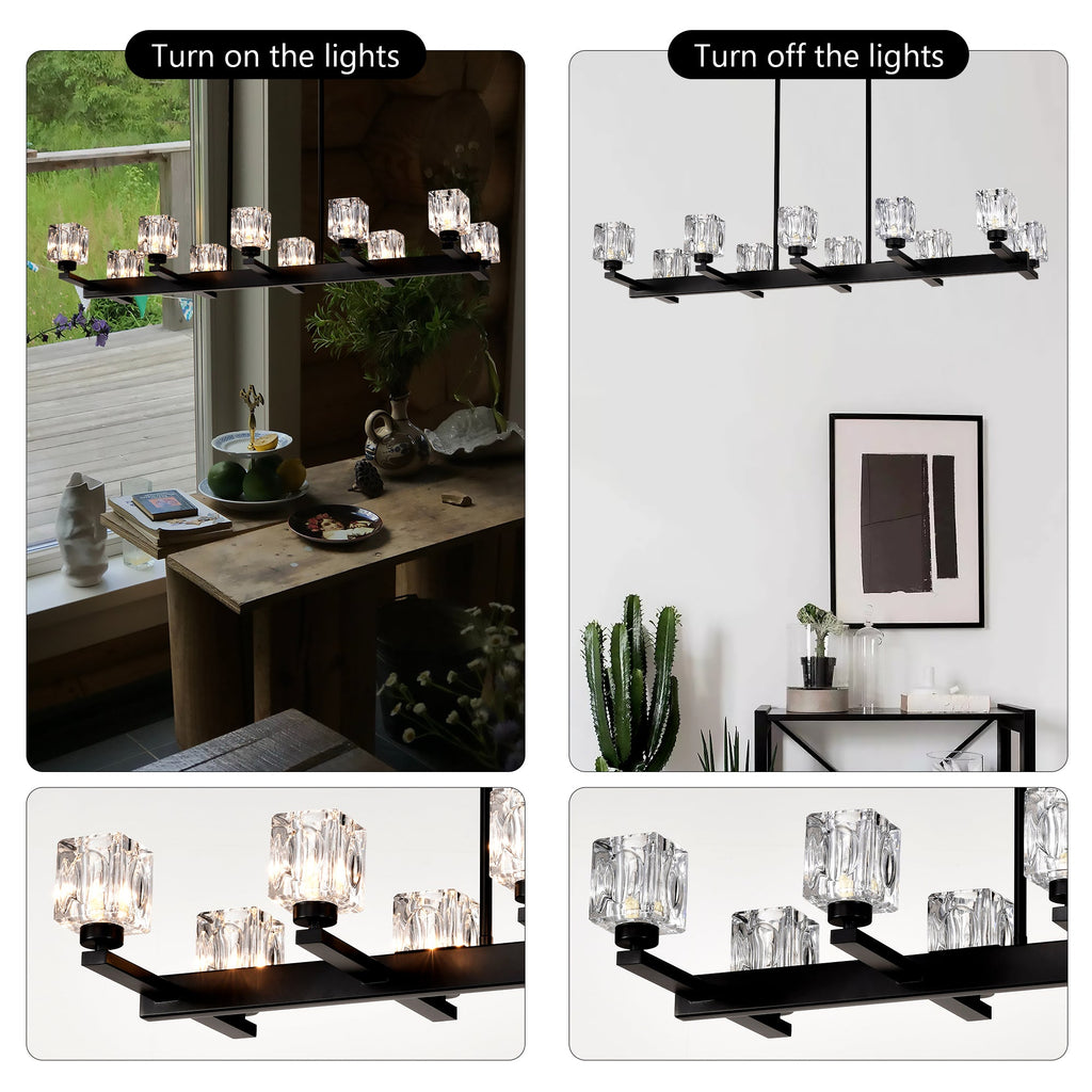 10-Light Dining Room Chandelier with Contemporary Design - Metal