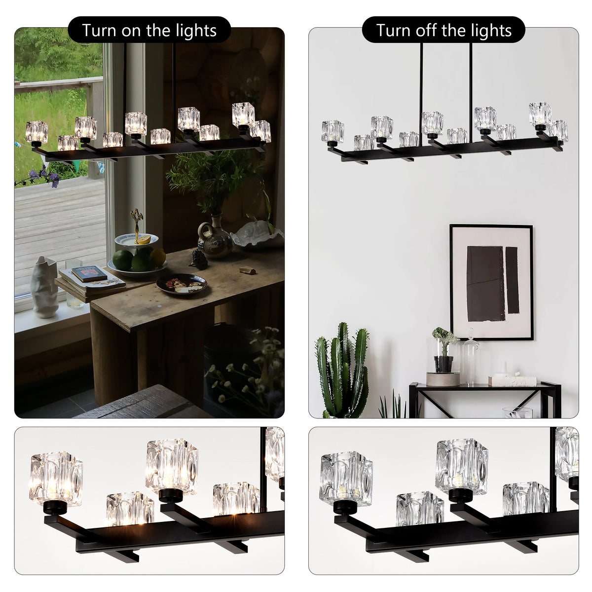 10-Light Dining Room Chandelier with Contemporary Design - Metal