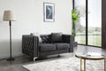 Elegant Track Arm Loveseat with Tufted Micro Suede - Multiple Colors