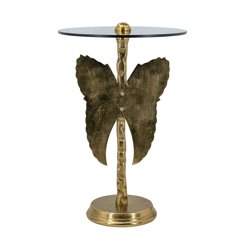 Round Top Accent Table with Angel Wings - Gold & Black