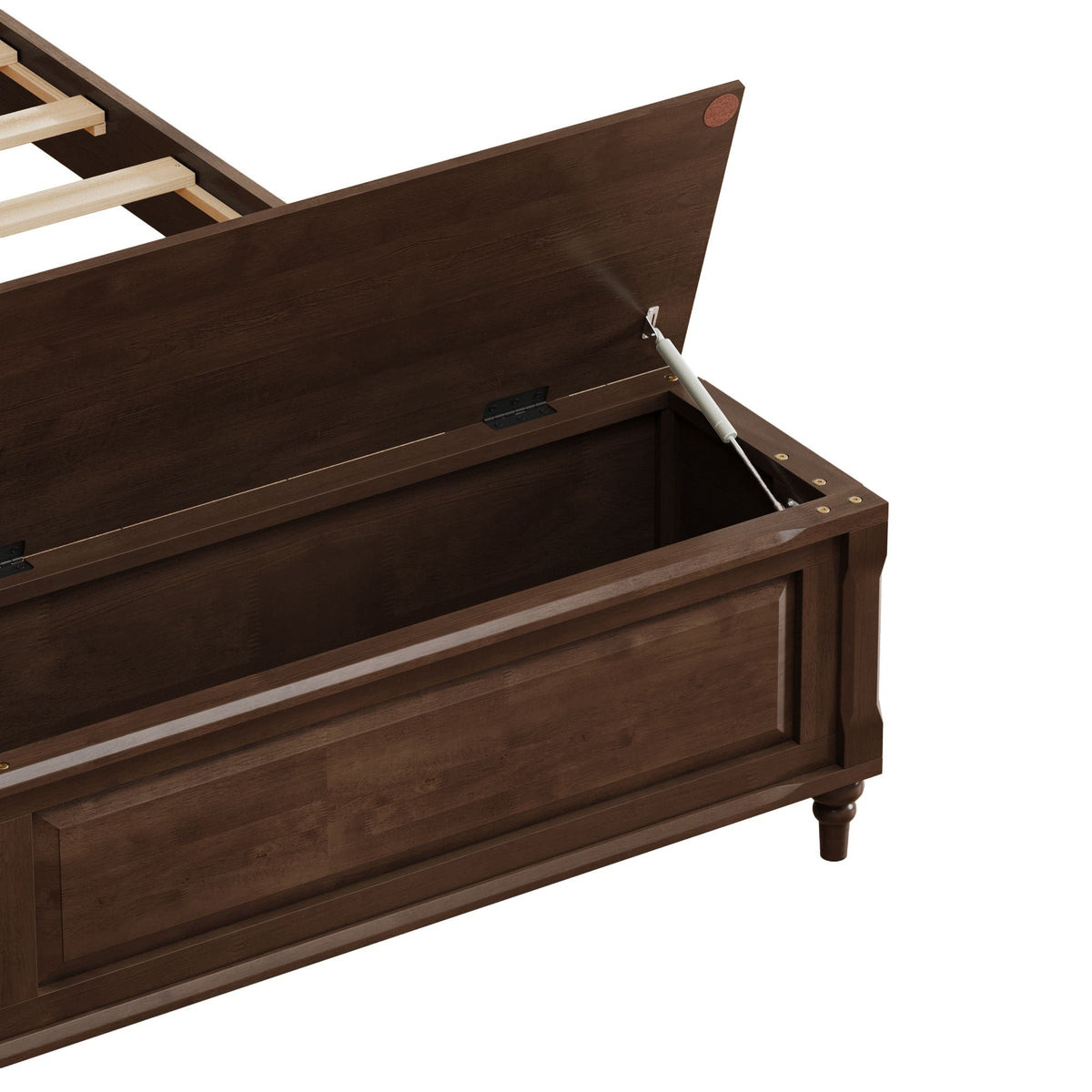 Sleigh Bed Frame with Tall Headboard and Storage Bench - Dark or Light Brown
