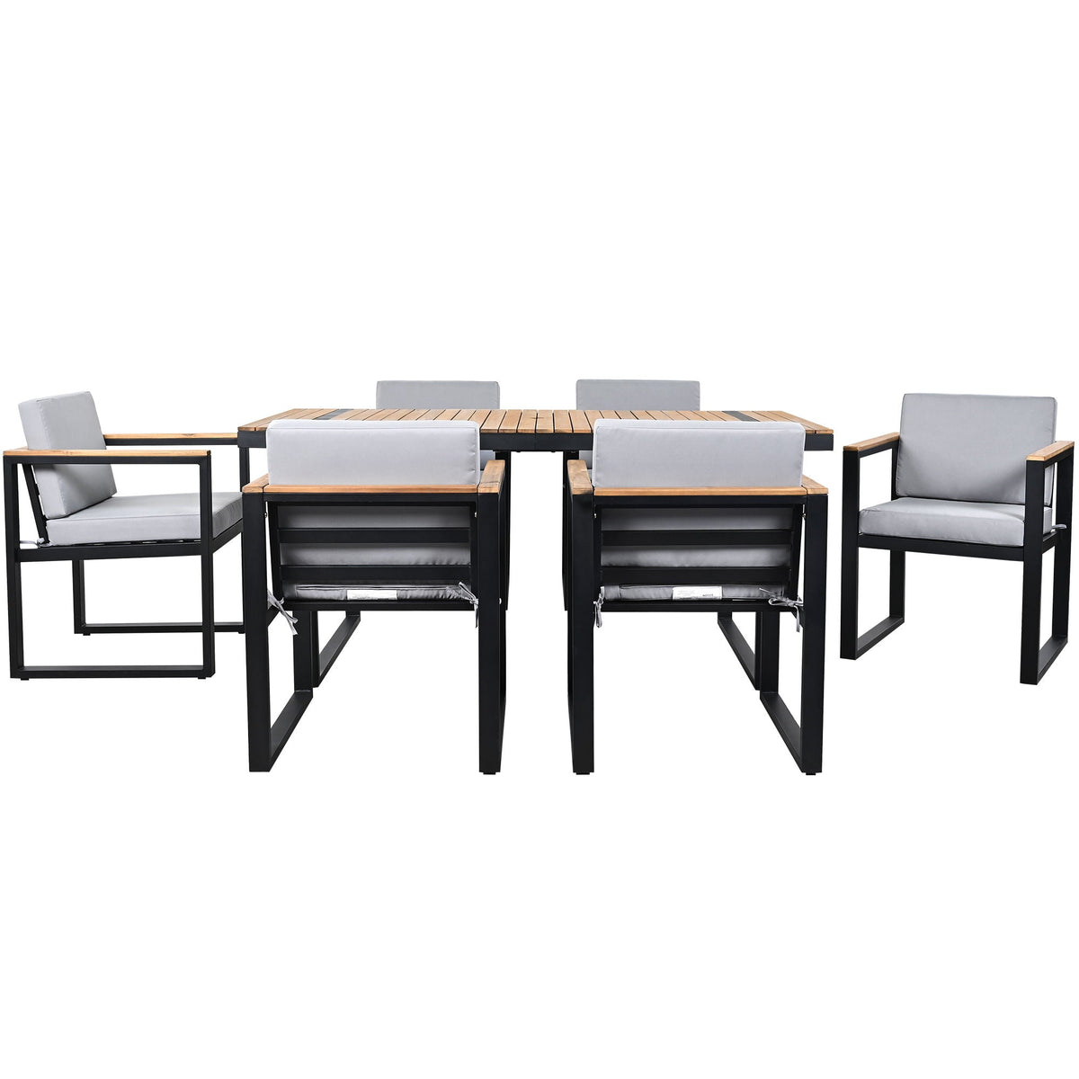 7 Piece Outdoor Dining Set with Removable Cushions - Gray or Beige