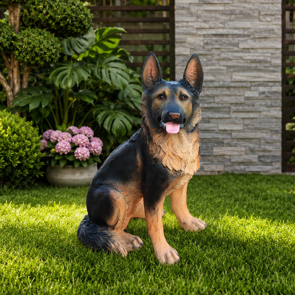 German Shepherd Dog Statue with Realistic Detail - Outdoor Resin