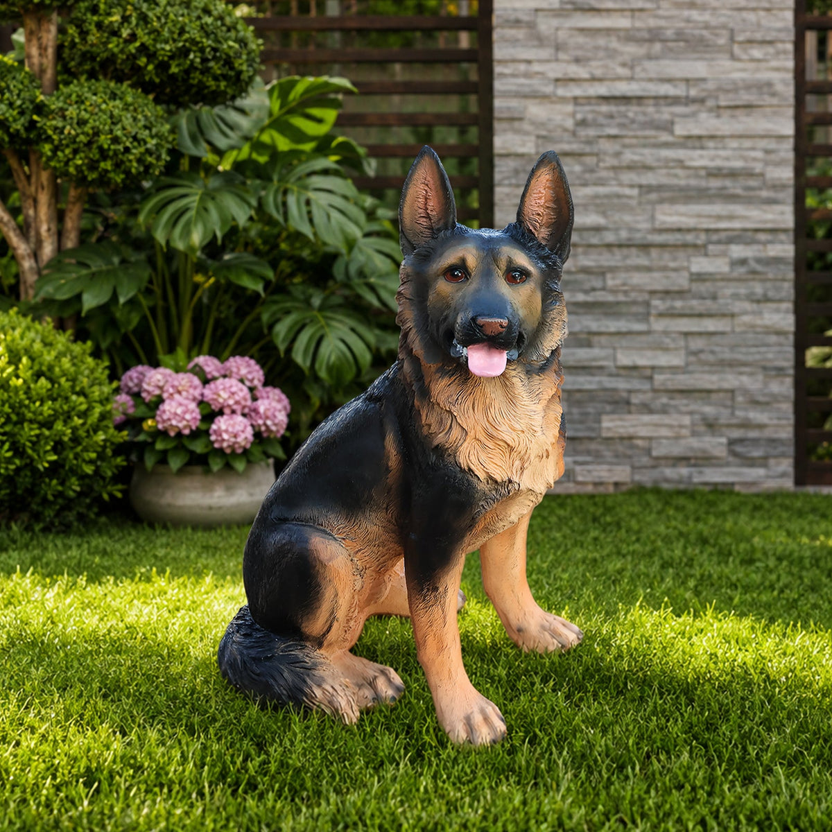 German Shepherd Dog Statue with Realistic Detail - Outdoor Resin