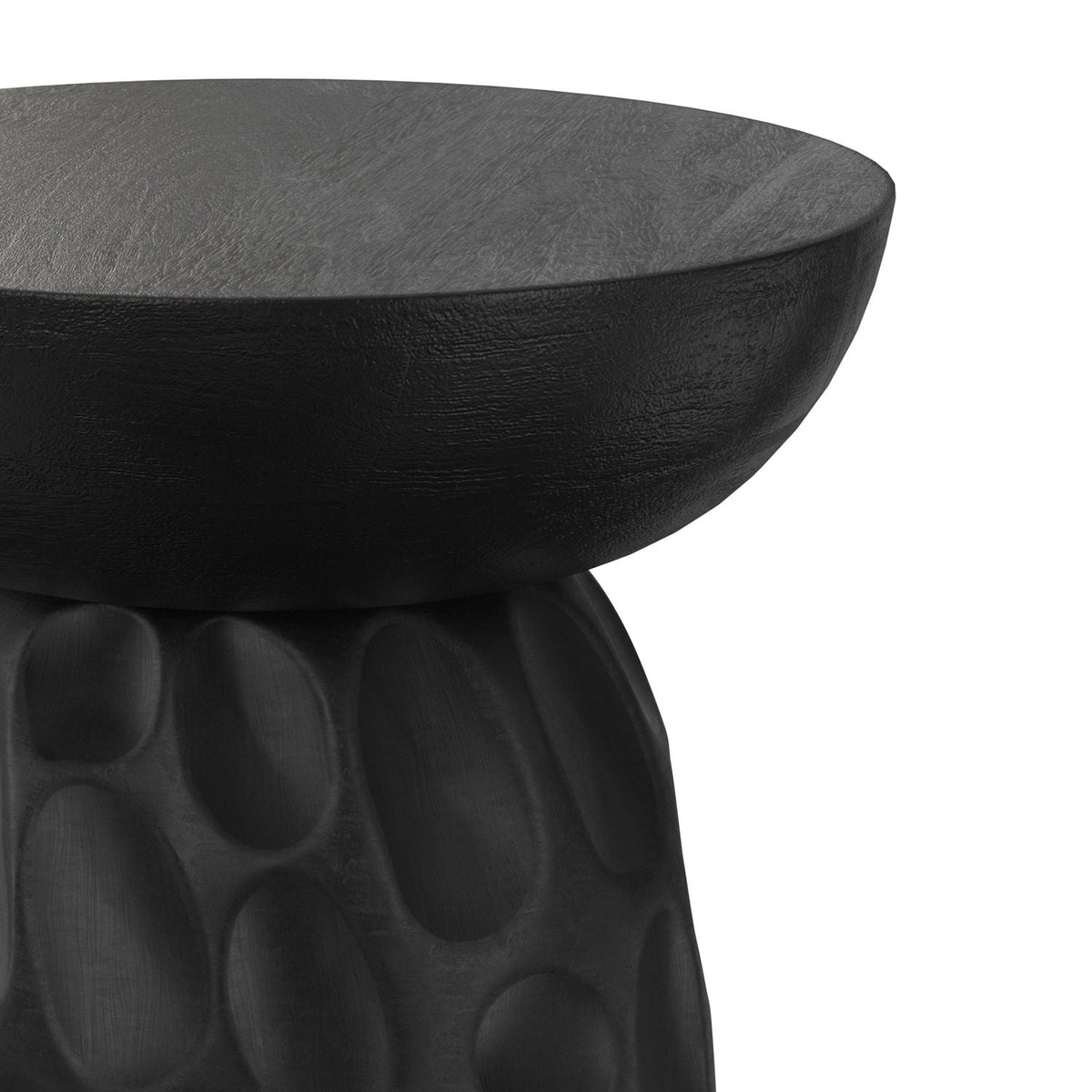 V Chisel Accent Table with Solid Mango Wood - Black