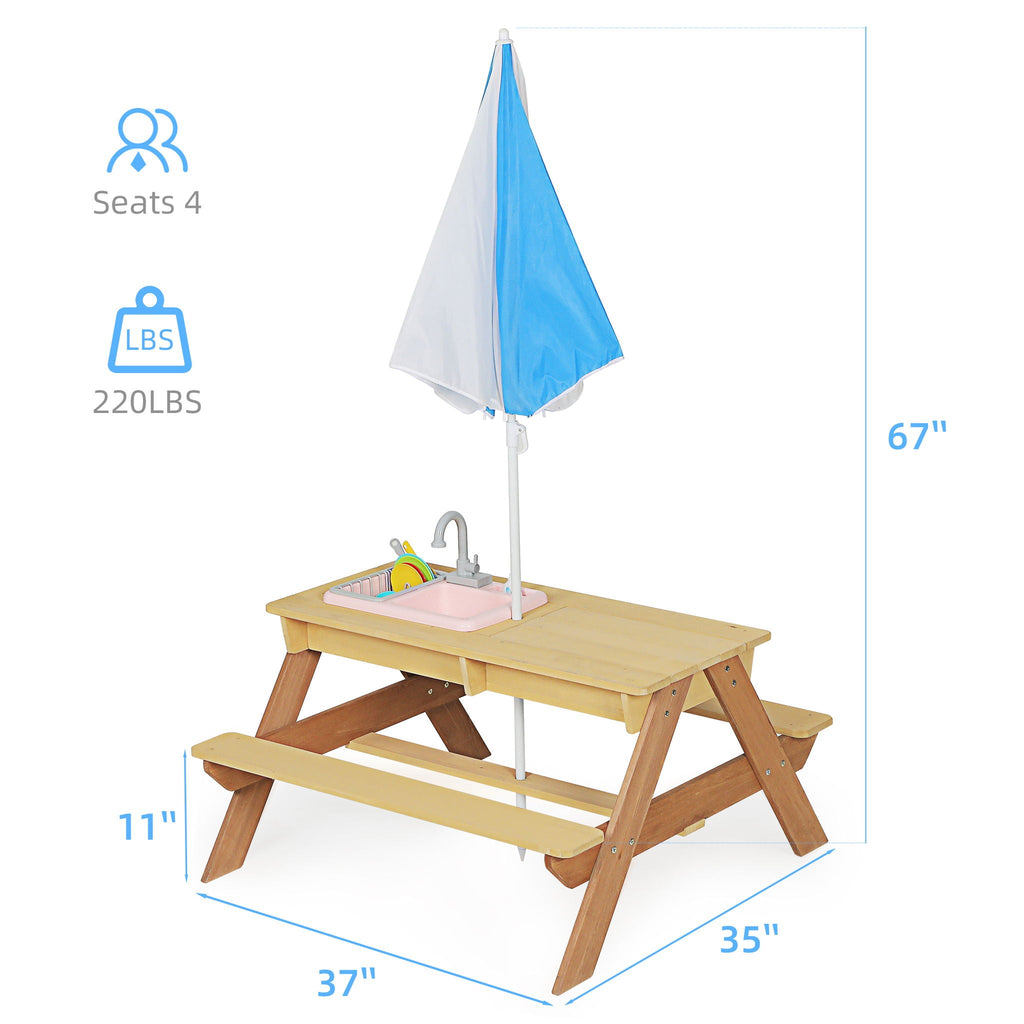 Kids Picnic Table with Sand and Water Table Conversion - Cedar Outdoor Table