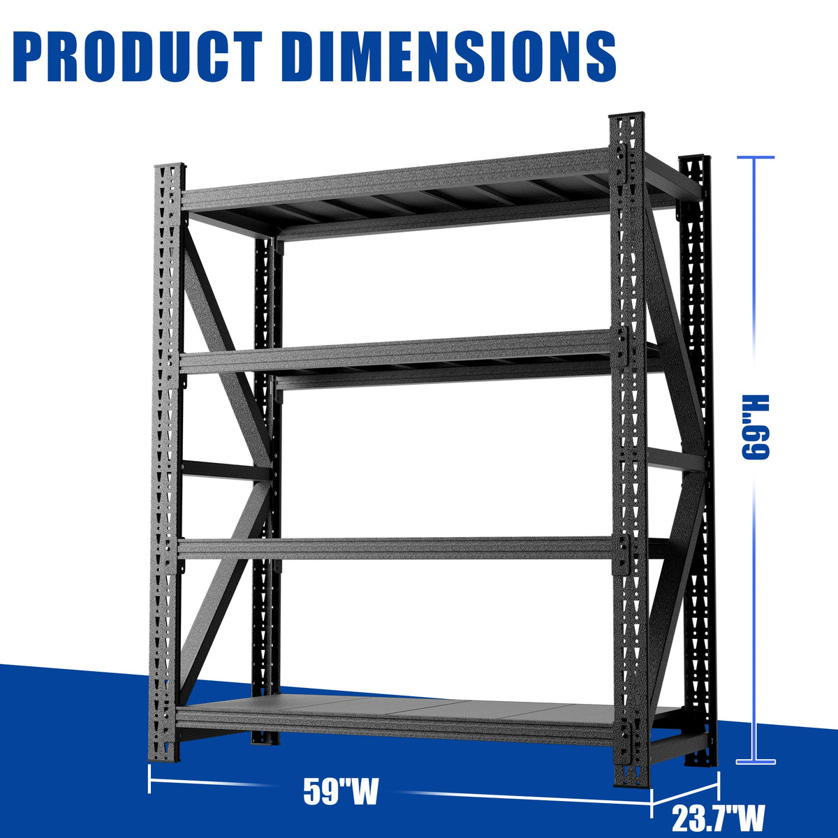 Heavy Duty Metal Adjustable Garage Shelves with 4000LBS Capacity - Black