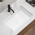 Rectangular Undermount Bathroom Sink with Modern Luxury Finish - White Ceramic
