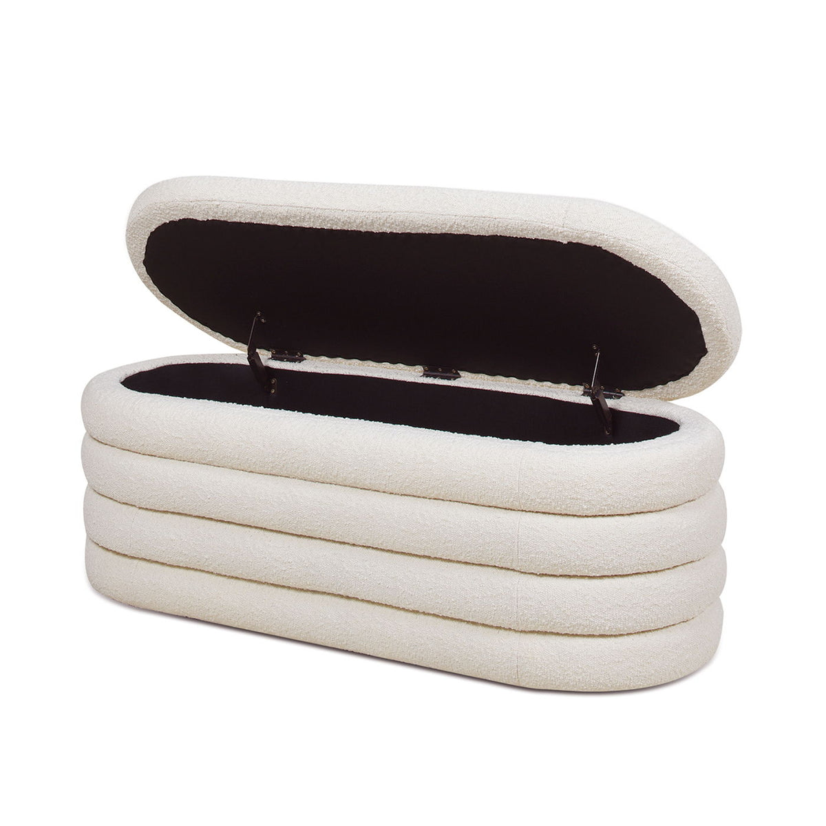 Upholstered Oval Storage Bench with Hidden Storage - Black, White or Dark Green