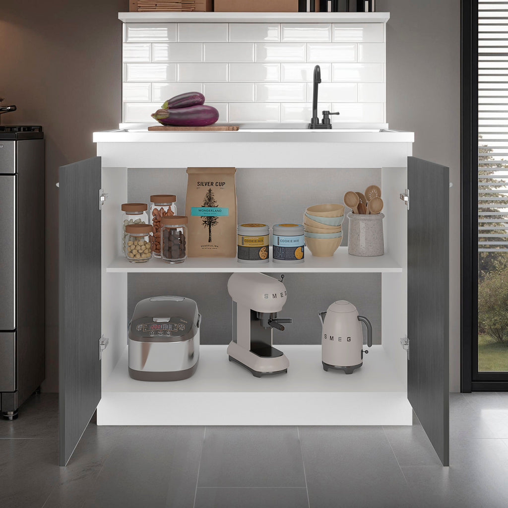 Salento Freestanding Sink with Double Door Cabinet - Engineered Wood