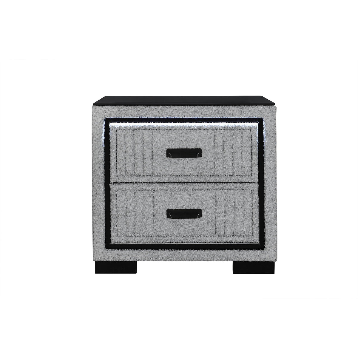Upholstered Nightstand with LED Light - Dark Gray
