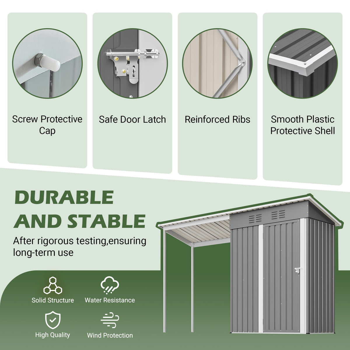 Galvanized Steel Shed & Gazebo Combo with Weather Resistant Design - Gray