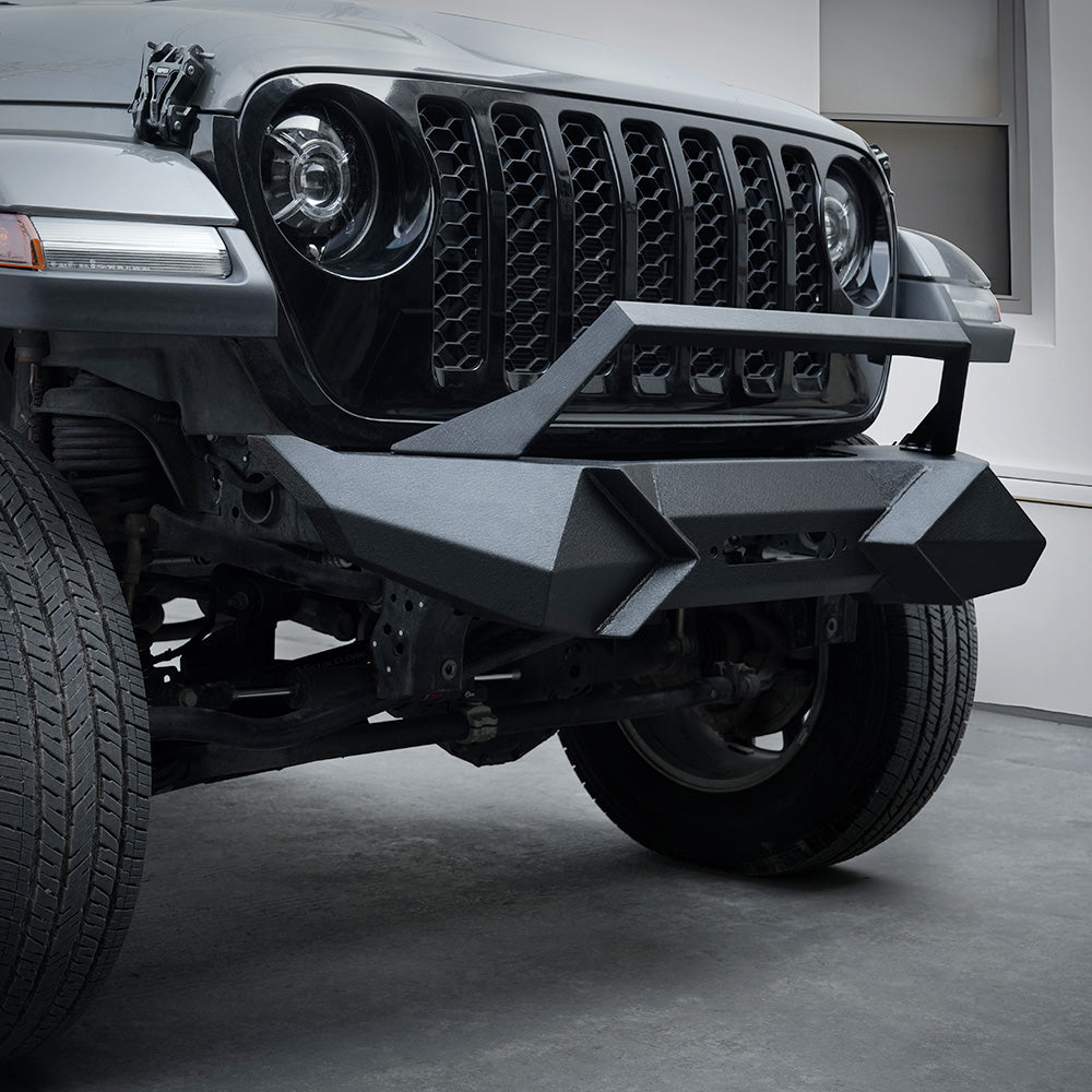 X Style Front Bumper with Winch Plate - Black