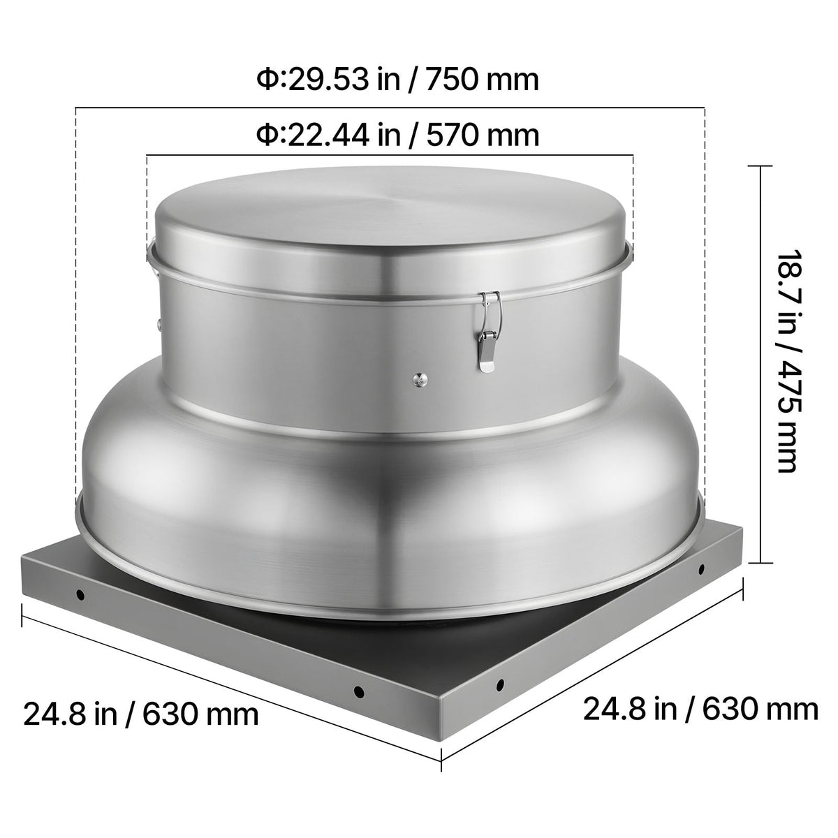 Roof Exhaust Fan with High-Power Motor and Adjustable Airflow - Aluminum Alloy