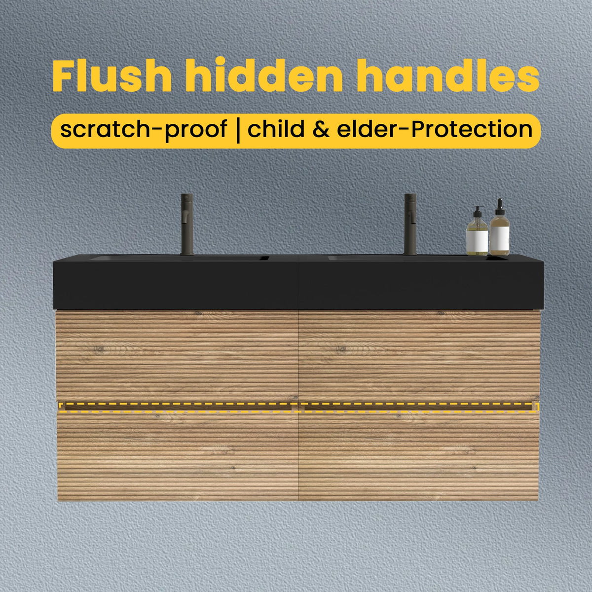 Grace 48'' Rough Bathroom Vanity with Double Drawers - Walnut