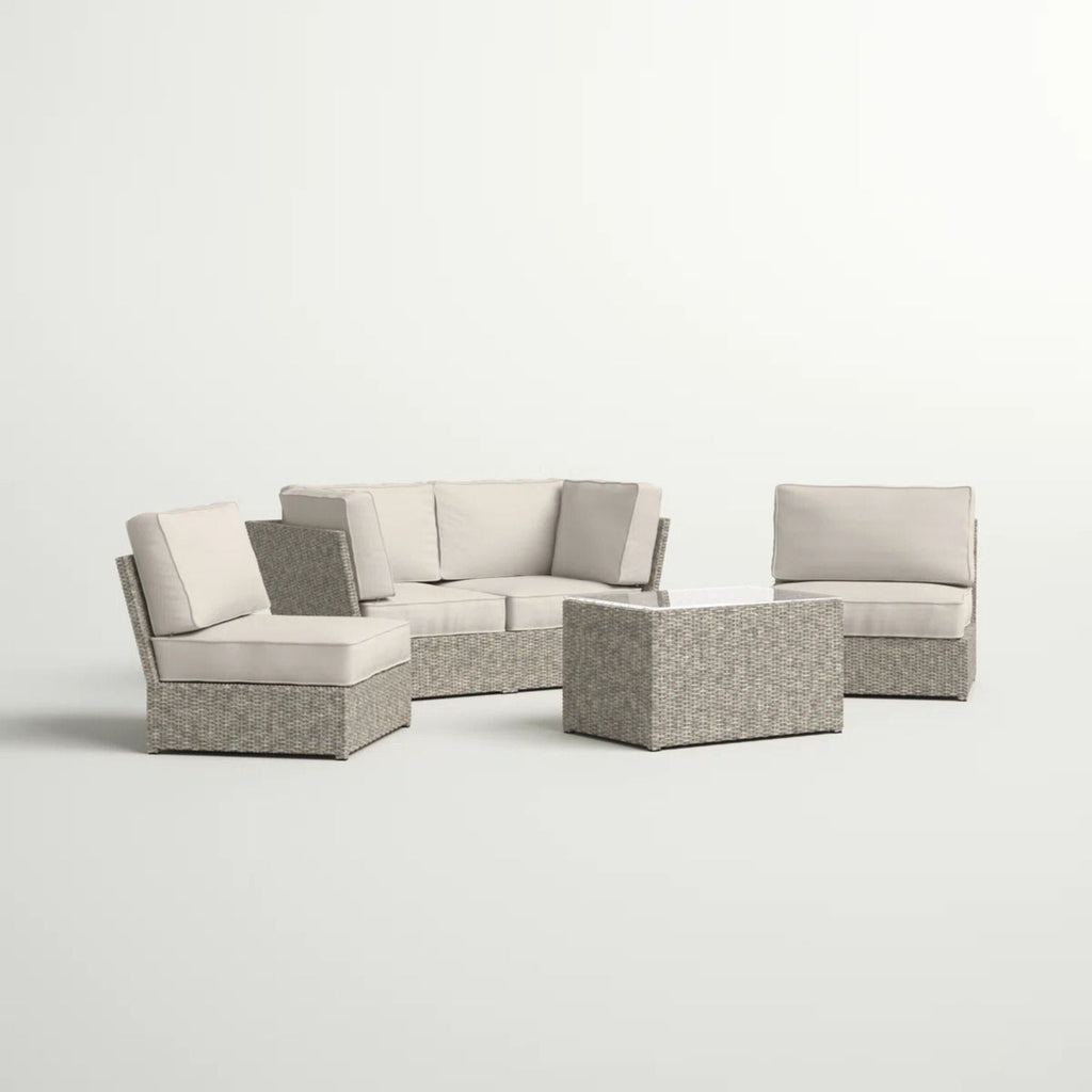 Modular Wicker Patio Seating Group with Cushions - Gray or Dark Brown