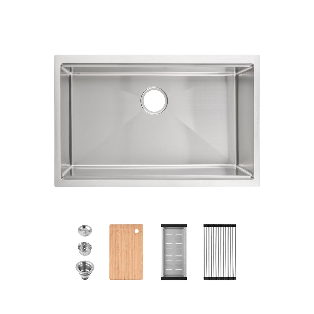 Stainless Steel Kitchen Sink with Single Bowl - Brushed Finish