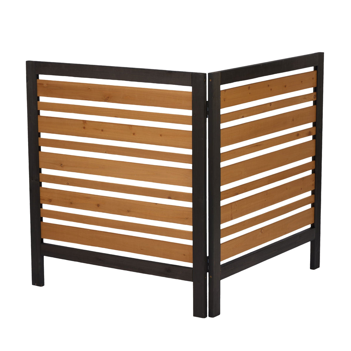 Outdoor Air Conditioner Fence Screen with Slatted Airflow - Light Brown