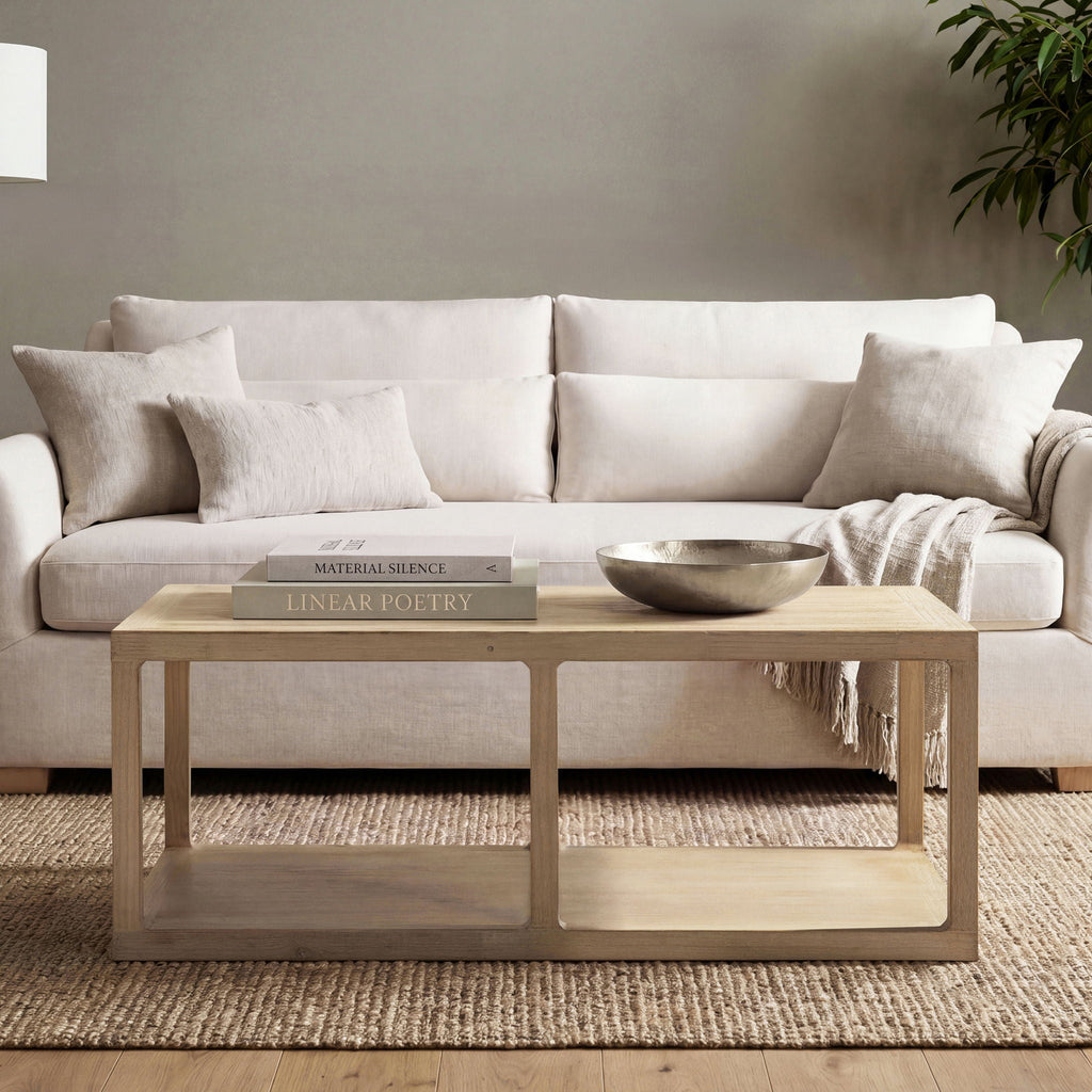 Natural Reclaimed Wood Coffee Table with Lower Shelf - Ellis