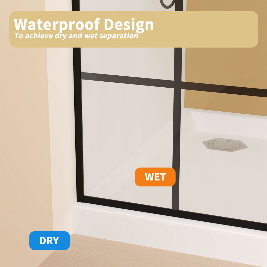 Framed Glass Shower Screen with Tempered Safety Glass - Matte Black