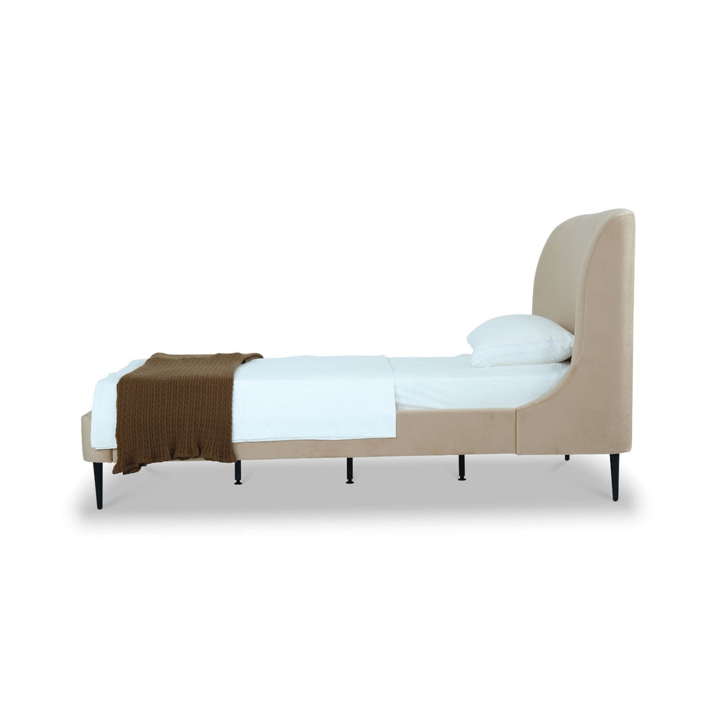 Heather Upholstered Bed with Curved Headboard - Multiple Colors
