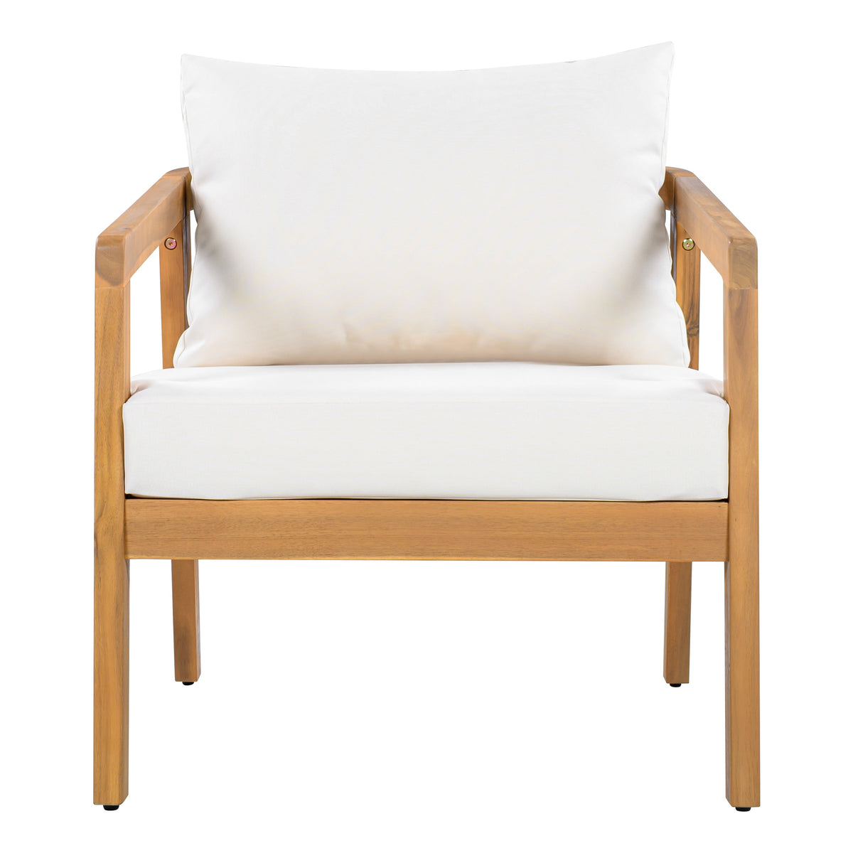 Acacia Wood Outdoor Patio Chair Set with Waterproof Cushions - Natural