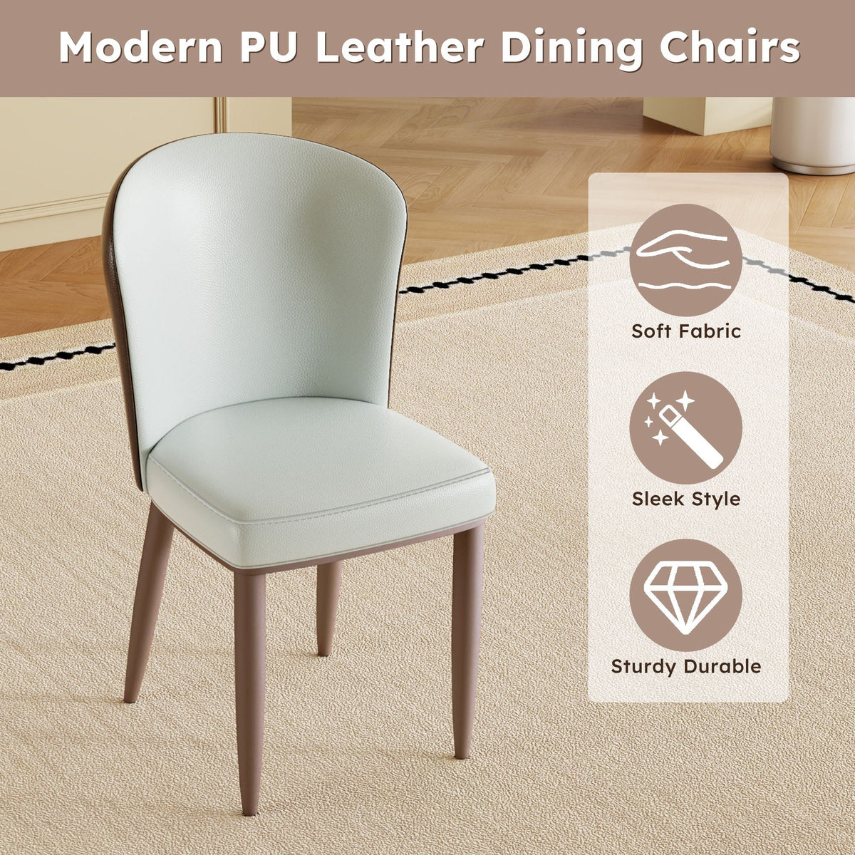 White Dining Chair Set with Carbon Steel Legs and Comfortable Seating