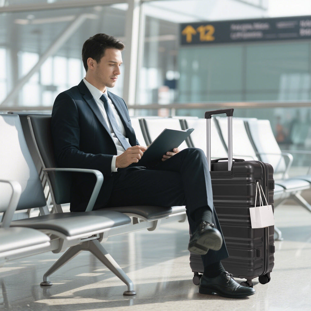 Durable ABS Hard Case Luggage Set with Combination Lock - Dark Gray