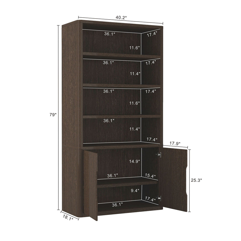 Modern Bookcase Cabinet with Adjustable Shelves - Black, Light Brown, Dark Brown