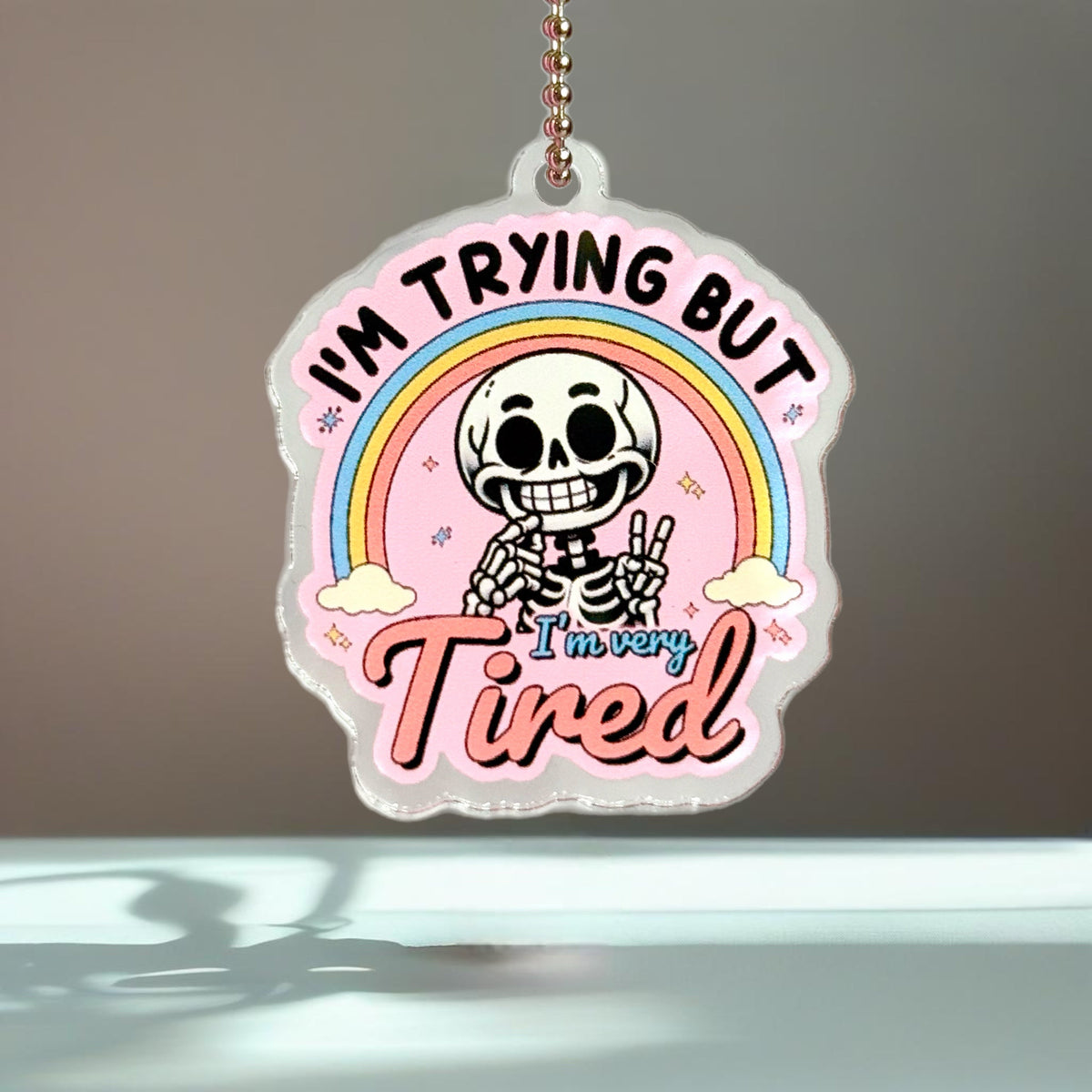 Trying but Tired Charm - Tumbler Handle Charm