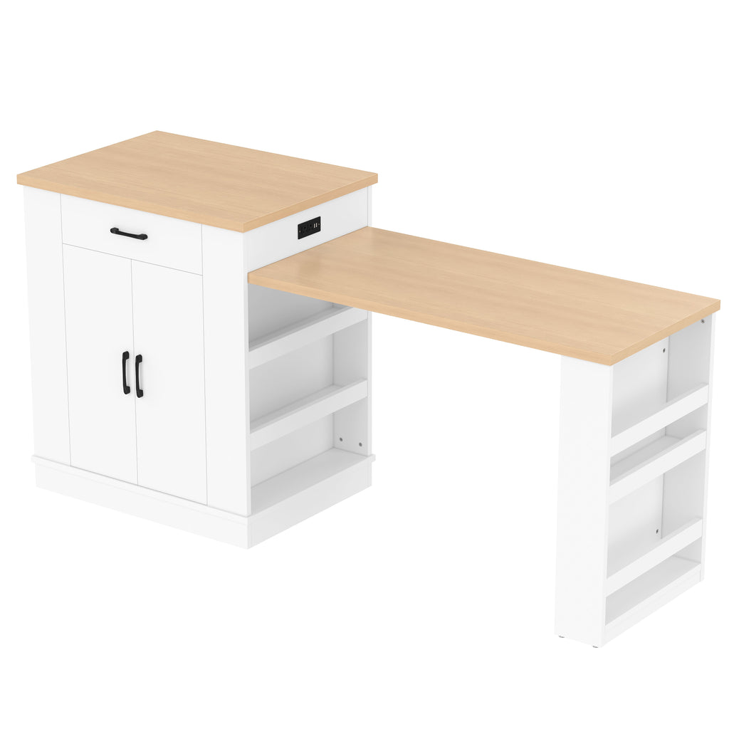 Extendable Island Console with Drawers and Cabinet - White or Black