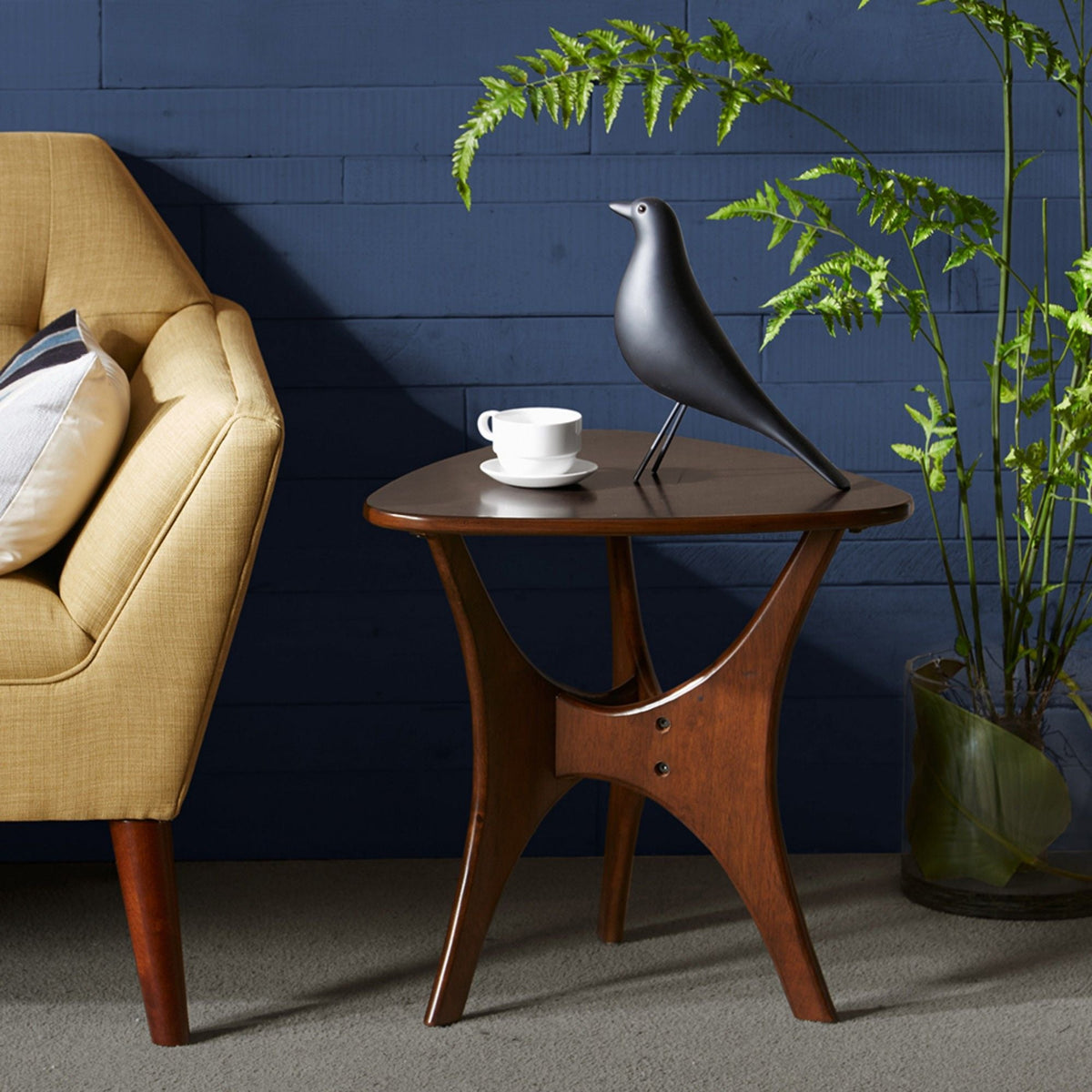 Triangle Side Table with Wood Veneer Top - Dark Brown or Light Brown