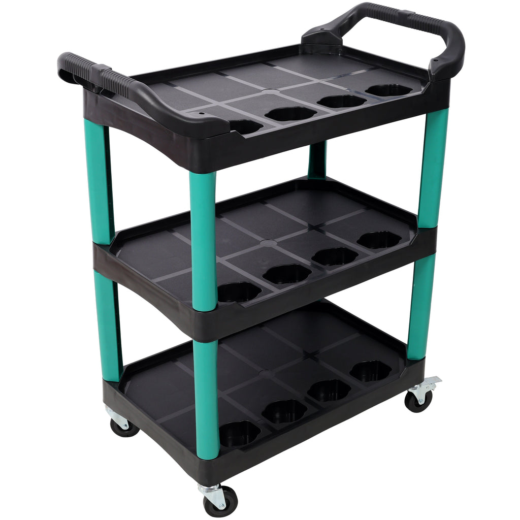 3 Tier Rolling Auto Detail Cart with Wheels - Durable Plastic Organizer